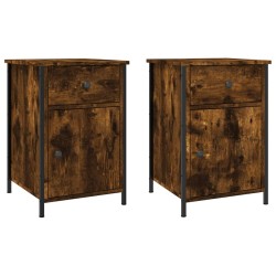vidaXL Mesitas noche 2 uds madera contrachapada roble humo 40x42x60 cm