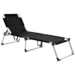 vidaXL Tumbona plegable alta para mayores aluminio negro