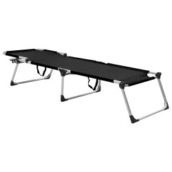 vidaXL Tumbona plegable alta para mayores aluminio negro