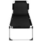 vidaXL Tumbona plegable alta para mayores aluminio negro