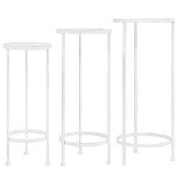 vidaXL Juego de soportes de planta 3 pzas estilo vintage metal blanco