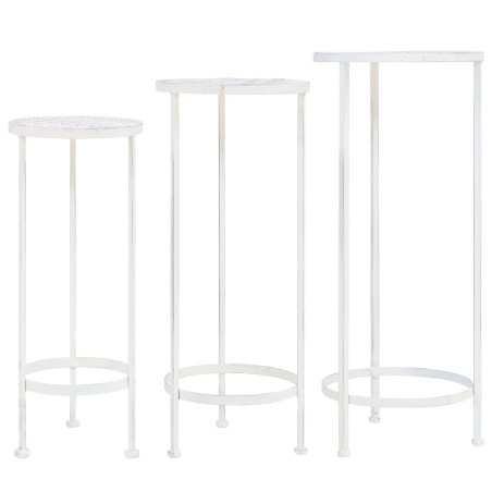 vidaXL Juego de soportes de planta 3 pzas estilo vintage metal blanco
