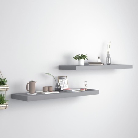 vidaXL Estantes flotantes de pared 2 uds MDF gris 80x23,5x3,8 cm