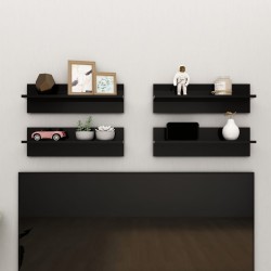 vidaXL Estante de pared 4 uds contrachapado negro brillo 60x11,5x18 cm