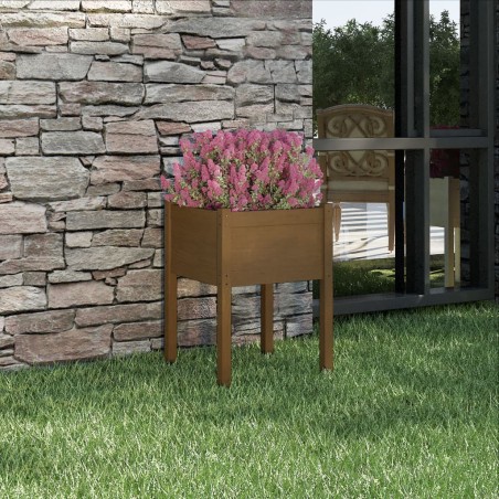 vidaXL Jardinera de madera maciza de pino marrón miel 50x50x70 cm
