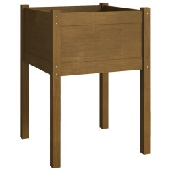 vidaXL Jardinera de madera maciza de pino marrón miel 50x50x70 cm