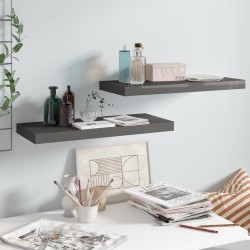 vidaXL Estantes flotantes de pared 2 uds MDF gris brillo 60x23,5x3,8cm