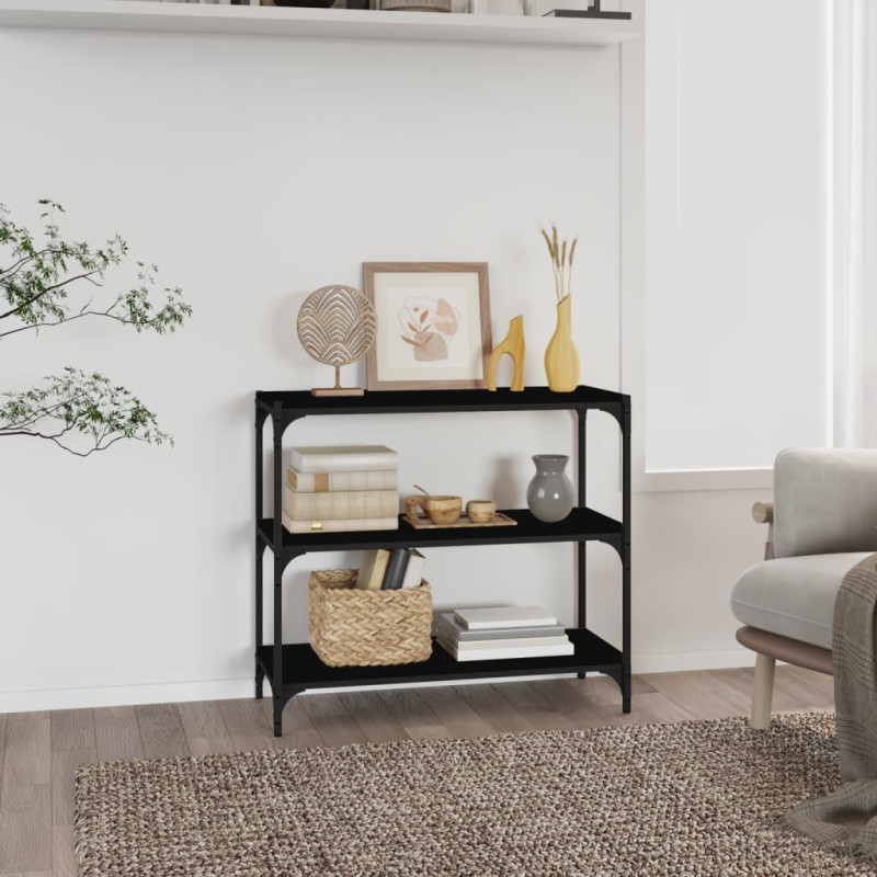 vidaXL Estantería madera contrachapada y acero negro 80x33x70,5 cm vidaXL Estantería madera contrachapada y acero negro 80x33x70,5 cm