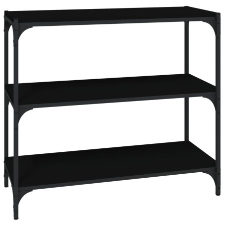 vidaXL Estantería madera contrachapada y acero negro 80x33x70,5 cm