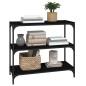 vidaXL Estantería madera contrachapada y acero negro 80x33x70,5 cm vidaXL Estantería madera contrachapada y acero negro 80x33x70,5 cm