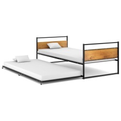 vidaXL Estructura de cama extraíble metal negro 90x200 cm