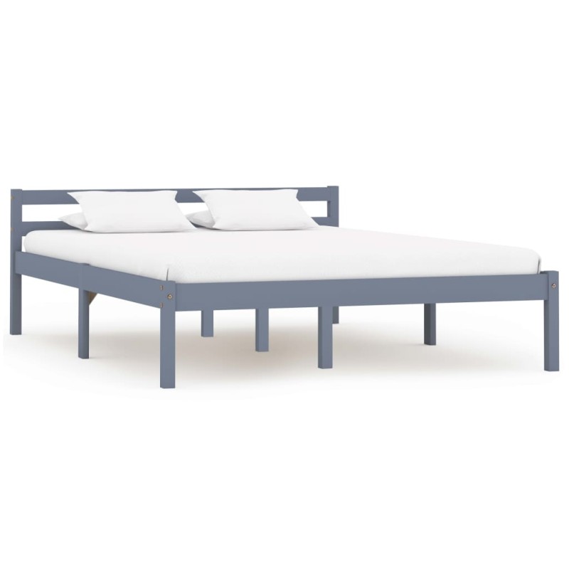 vidaXL Estructura de cama de madera maciza de pino gris 140x200 cm vidaXL Estructura de cama de madera maciza de pino gris 140x200 cm
