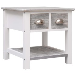 vidaXL Mesa auxiliar madera de Paulownia gris 40x40x40 cm