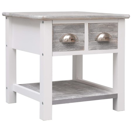 vidaXL Mesa auxiliar madera de Paulownia gris 40x40x40 cm