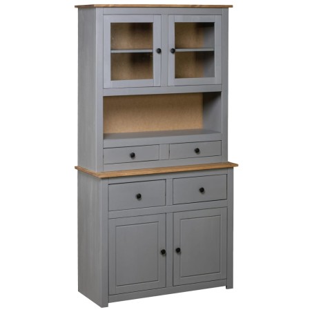 vidaXL Aparador madera maciza pino estilo Panamá gris 93x40,5x180 cm