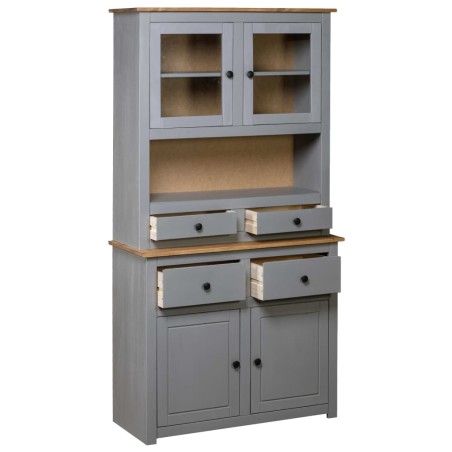 vidaXL Aparador madera maciza pino estilo Panamá gris 93x40,5x180 cm