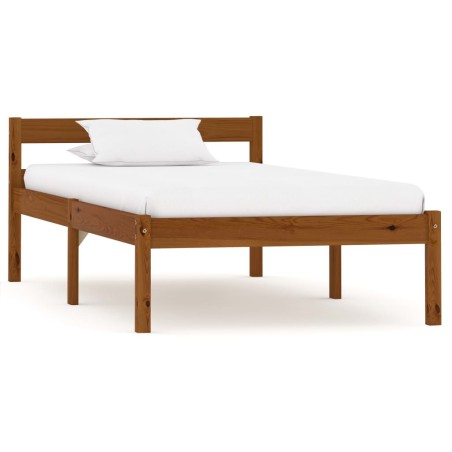 vidaXL Estructura de cama madera maciza pino marrón miel 100x200 cm