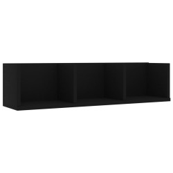 vidaXL Estante de pared para CD madera contrachapada negro 75x18x18cm