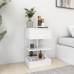 vidaXL Mesita de noche madera contrachapada blanco brillo 40x35x65 cm