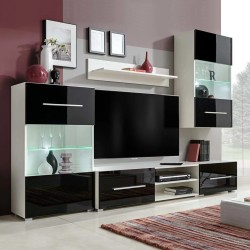 vidaXL Juego de muebles de salón 5 piezas con iluminación LED negro