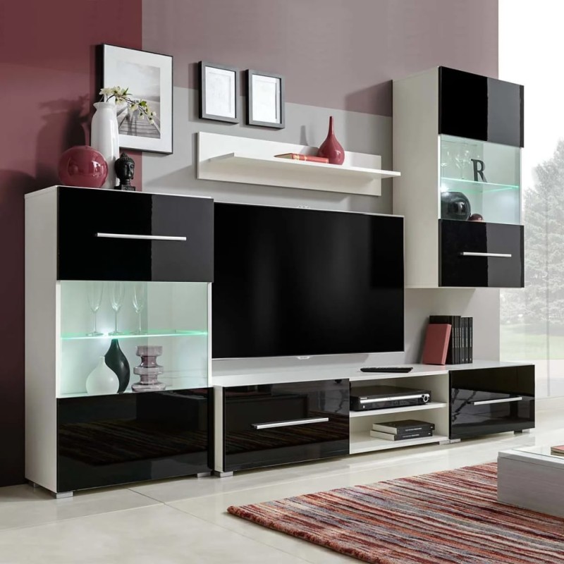 vidaXL Juego de muebles de salón 5 piezas con iluminación LED negro vidaXL Juego de muebles de salón 5 piezas con iluminación LED negro
