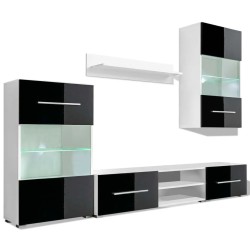 vidaXL Juego de muebles de salón 5 piezas con iluminación LED negro