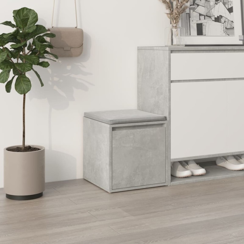 vidaXL Cajón taburete madera contrachapada gris hormigón 40,5x40x40 cm vidaXL Cajón taburete madera contrachapada gris hormigón 40,5x40x40 cm