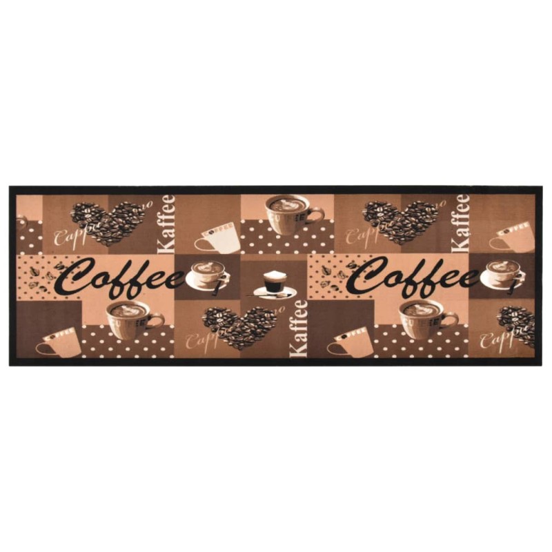 vidaXL Alfombra de cocina lavable Coffee marrón 60x180 cm vidaXL Alfombra de cocina lavable Coffee marrón 60x180 cm