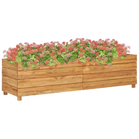 vidaXL Jardinera madera maciza de teca y acero 150x40x38 cm
