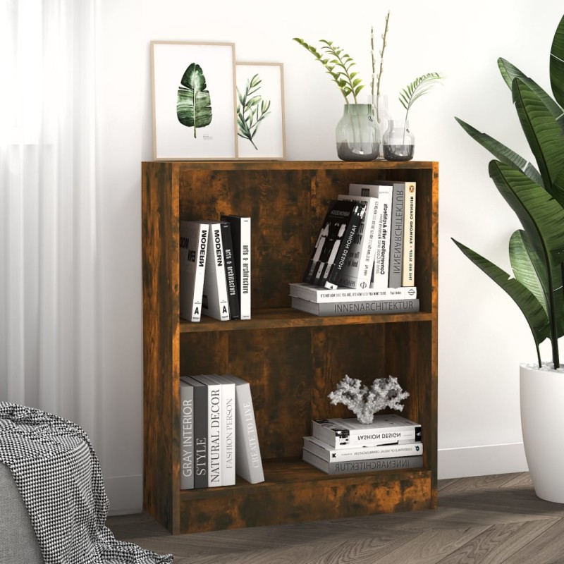 vidaXL Estantería de madera contrachapada roble ahumado 60x24x74,5 cm vidaXL Estantería de madera contrachapada roble ahumado 60x24x74,5 cm