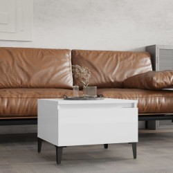 vidaXL Mesa auxiliar de madera contrachapada blanco brillo 50x46x35 cm