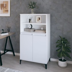vidaXL Aparador alto madera contrachapada blanco 60x36x110 cm