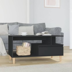vidaXL Mesa de centro madera contrachapada negro 90x49x45 cm