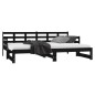 vidaXL Sofá cama extraíble madera maciza de pino negro 2x(80x200) cm