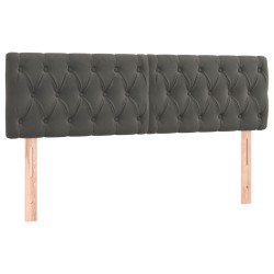 vidaXL Cabeceros 2 unidades de terciopelo gris oscuro 80x7x78/88 cm