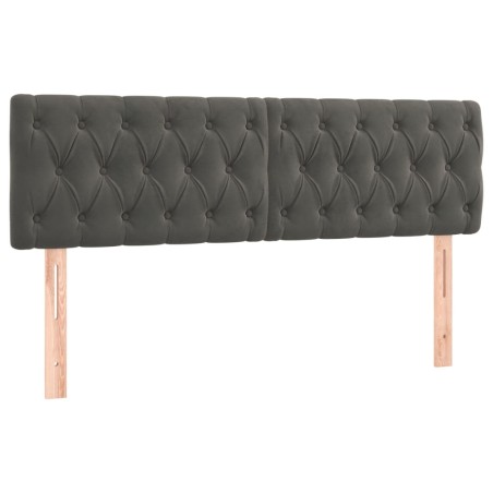 vidaXL Cabeceros 2 unidades de terciopelo gris oscuro 80x7x78/88 cm