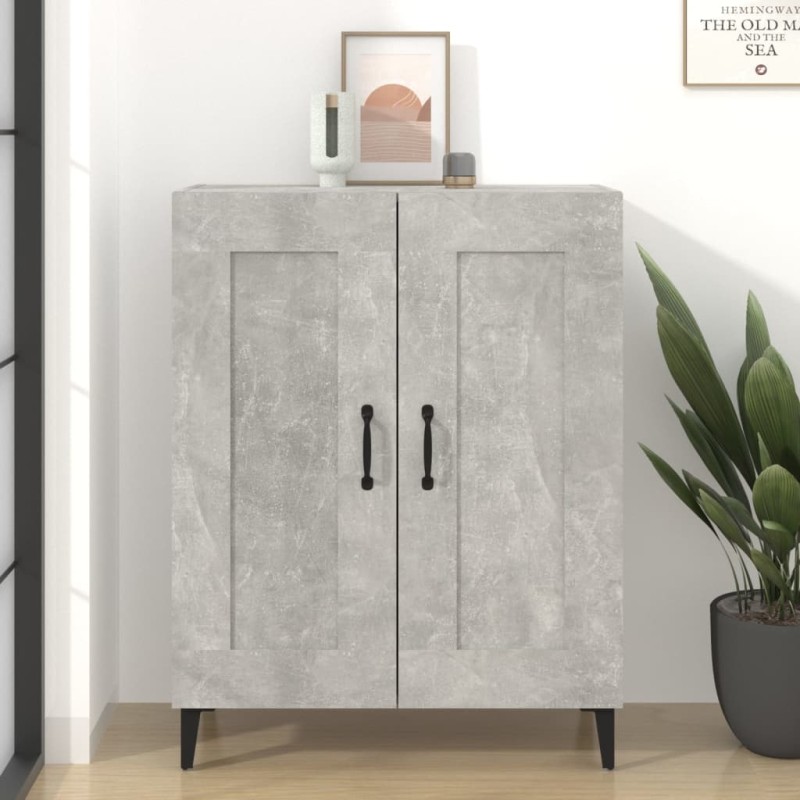 vidaXL Aparador de madera contrachapada gris hormigón 69,5x34x90 cm