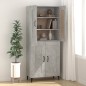 vidaXL Aparador de madera contrachapada gris hormigón 69,5x34x90 cm