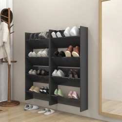 vidaXL Zapateros de pared 4 uds madera contrachapada gris 60x18x60 cm