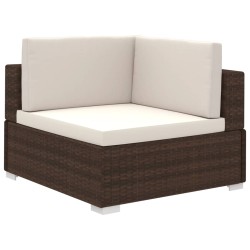 vidaXL Set muebles de jardín y cojines 12 pzas ratán sintético marrón