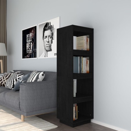 vidaXL Estantería/divisor espacios madera de pino negro 40x35x135 cm