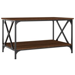 vidaXL Mesa de centro madera y hierro roble marrón 80x50x45 cm