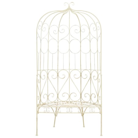 vidaXL Banco de jardín 95 cm hierro color blanco antiguo