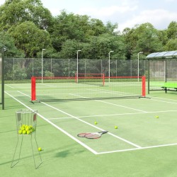 vidaXL Red de tenis poliéster negro y rojo 500x100x87 cm