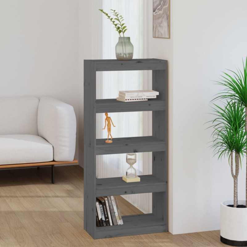 vidaXL Estantería/divisor de espacios madera pino gris 60x30x135,5cm vidaXL Estantería/divisor de espacios madera pino gris 60x30x135,5cm