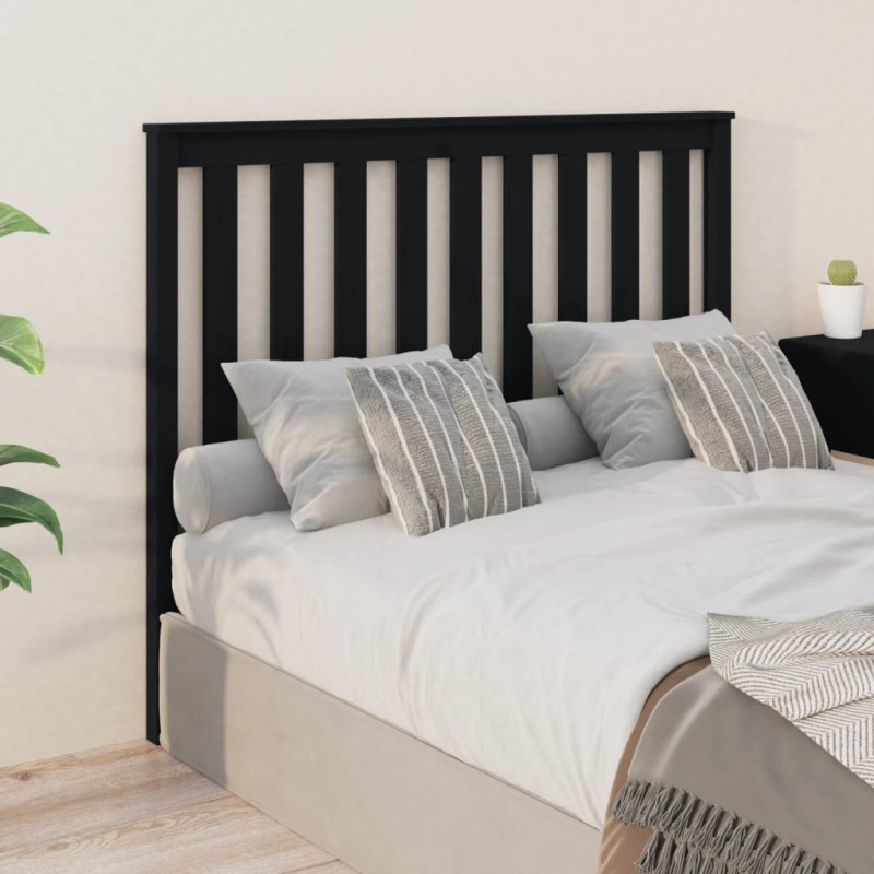 vidaXL Cabecero de cama madera maciza de pino negro 146x6x101 cm vidaXL Cabecero de cama madera maciza de pino negro 146x6x101 cm