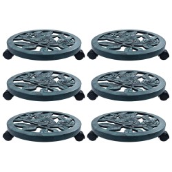 vidaXL Soporte con ruedas para plantas 6 unidades plástico verde 38 cm