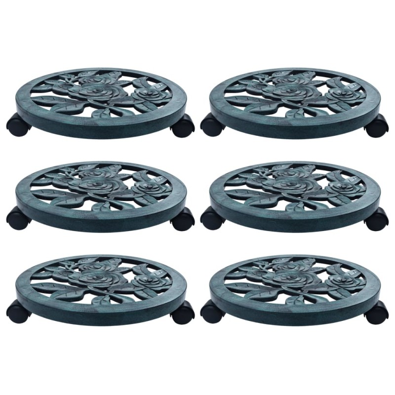 vidaXL Soporte con ruedas para plantas 6 unidades plástico verde 38 cm vidaXL Soporte con ruedas para plantas 6 unidades plástico verde 38 cm