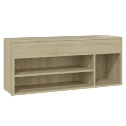 vidaXL Banco zapatero madera contrachapada roble Sonoma 105x30x45 cm