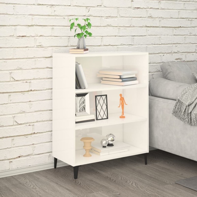 vidaXL Aparador madera contrachapada blanco brillante 69,5x32,5x90 cm